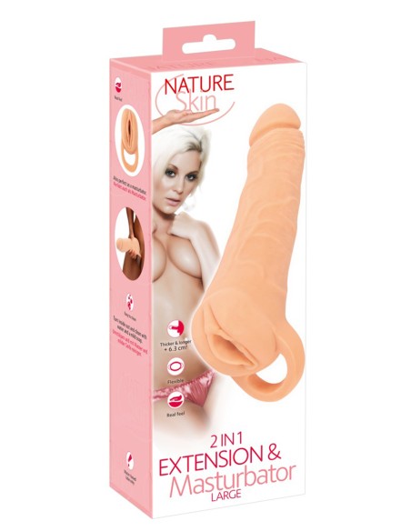 Extension de pénis  23,8 cm + Masturbateur - Nature Skin